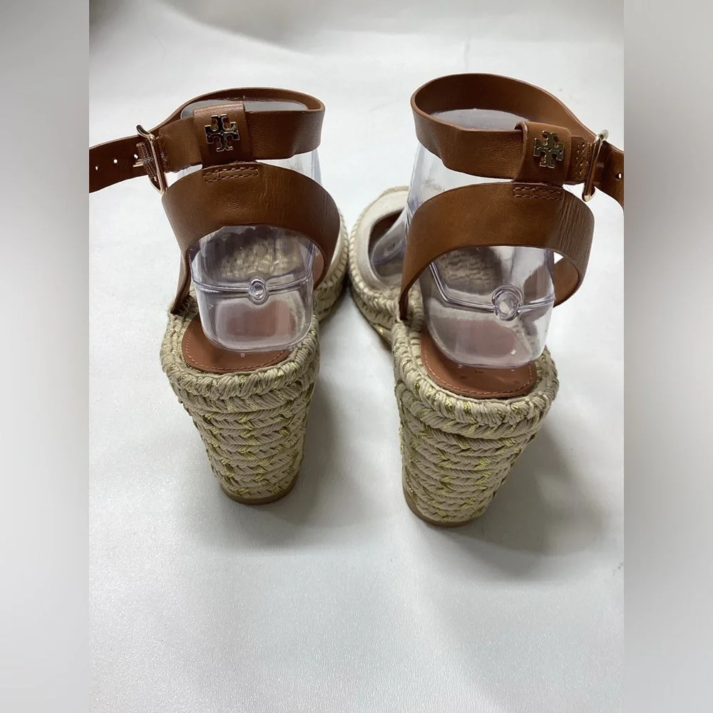 Tory Burch Espardille Beige Wedge Sandal Women's Size 10